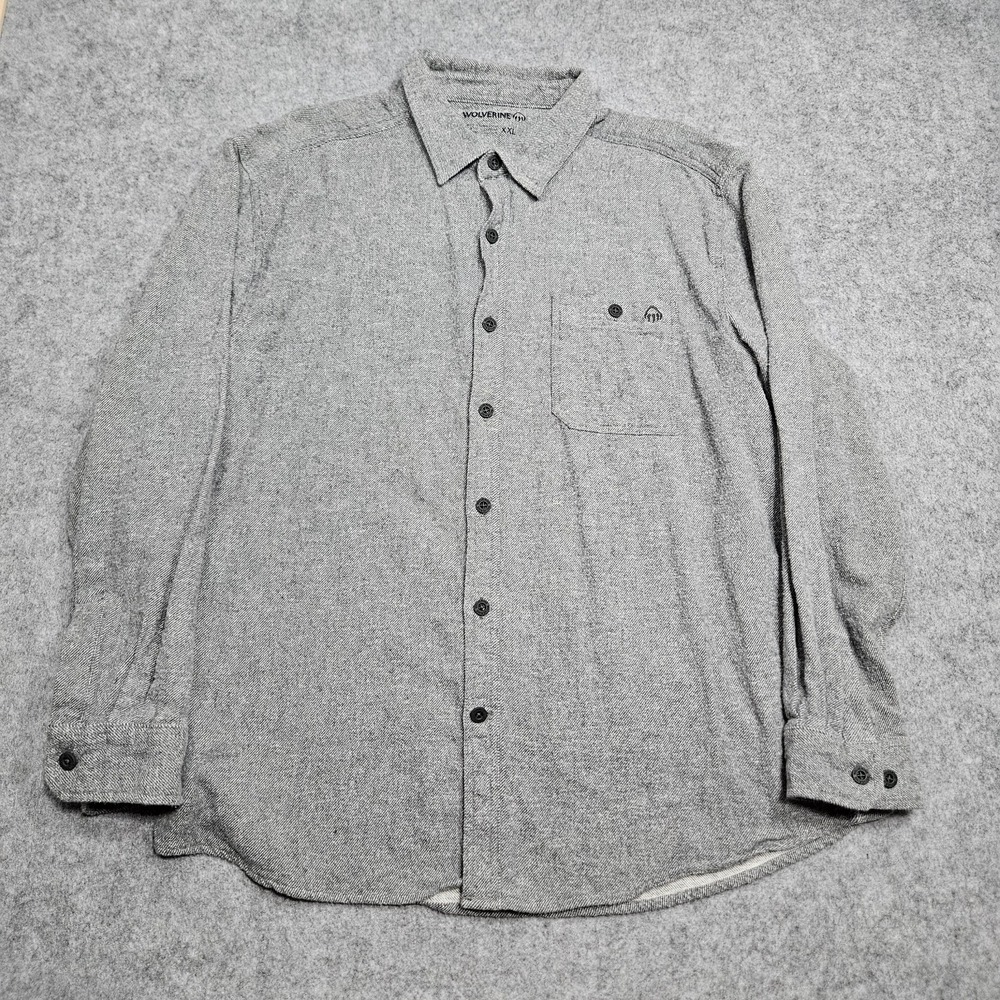 Wolverine Men's Gray Flannel Camping Long Sleeve Button Up Shirt Size XXL